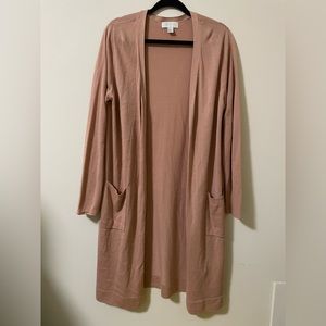 Forever 21 Long-Line Posh Pink Open Front Cardigan - 2X